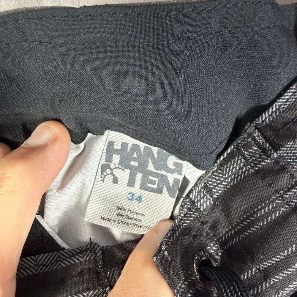 Hang‎ Ten Board Shorts Mens 34 Grey Striped Cargo Pocket Swim Trunks HTY13S5028